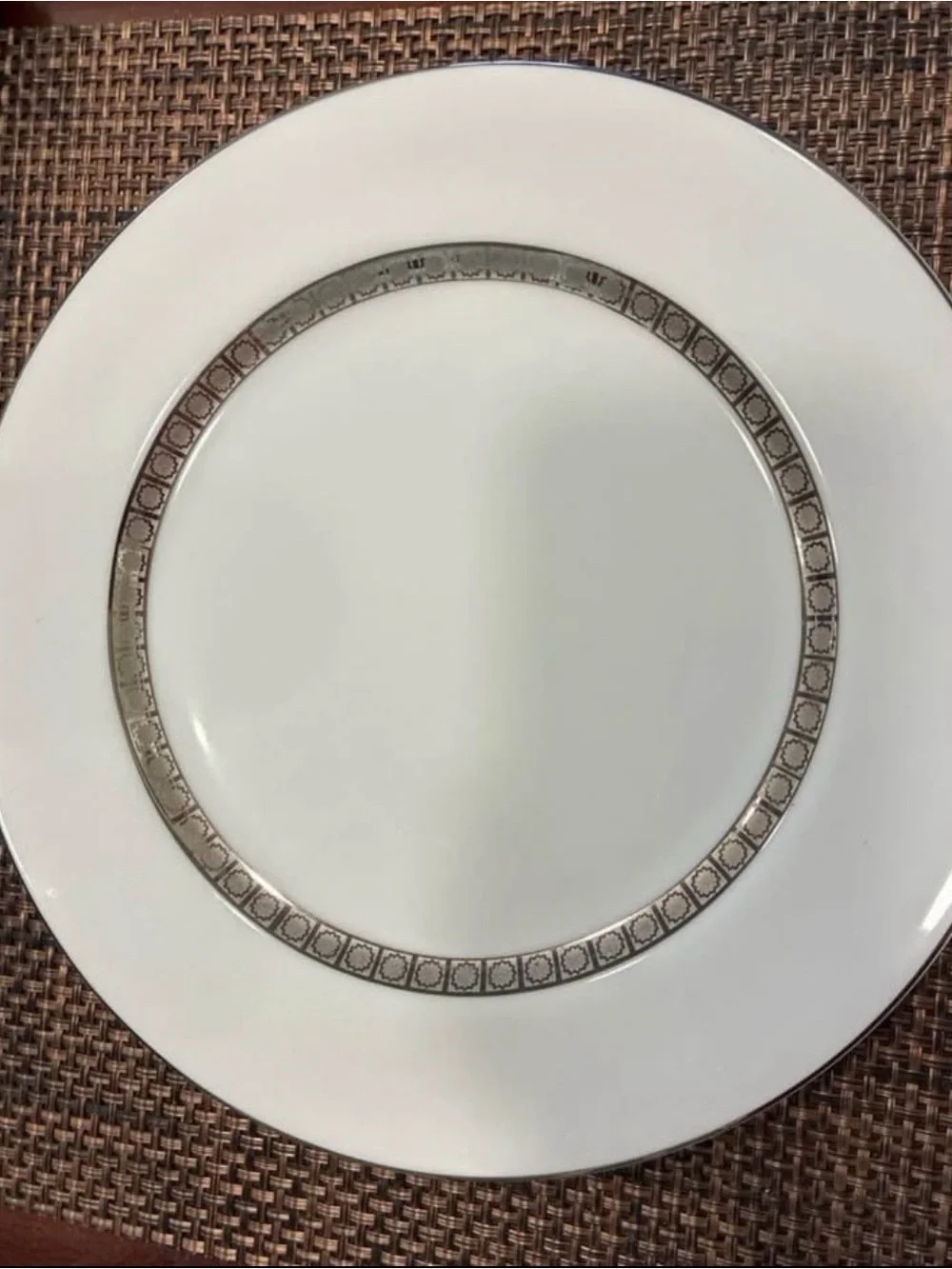 Set of 10-white & silver dinner plates by harmony house candleglow 3644 Japan